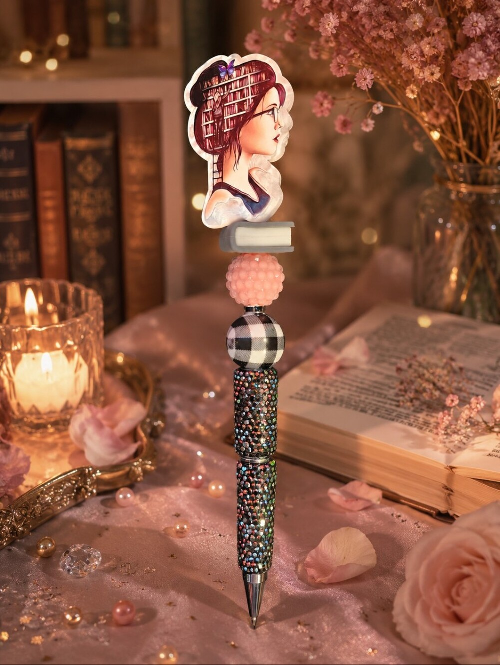 Book Lover Handmade Rhinestone Pen - Picture 1 of 1